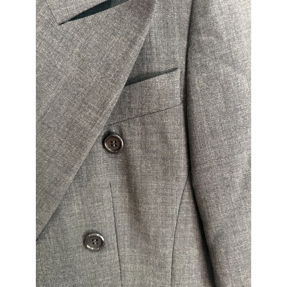 Rare 90s ESCADA by Margaretha Ley Grey Virgin Wool Blazer Made in Germany Sz 36